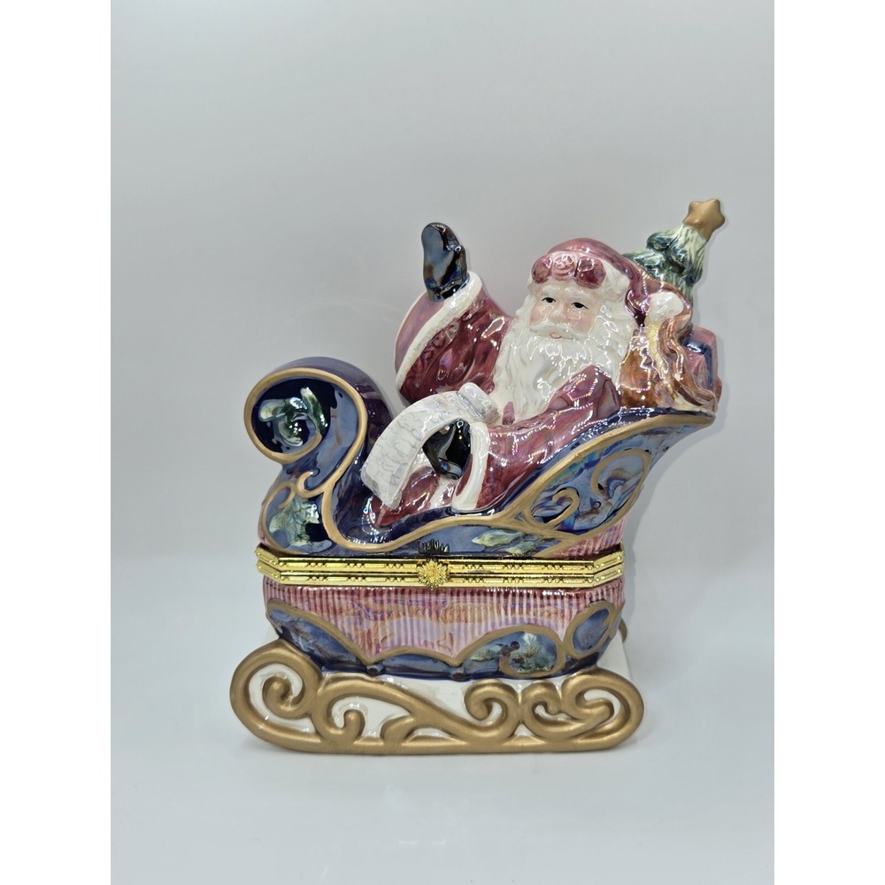 Vintage Avon 2002‎ Christmas Cheer Trinket Box Santa's Sleigh